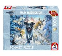 Schmidt-Spiele Puzzle 58558 Mark Frederickson Amour de Chien Labrador Noir dans la Neige 1000 pièces