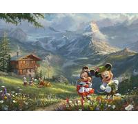 Puzzle 1000 pièces : Thomas KinKade : Mickey et Minnie dans les Alpes, Disney