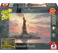 Schmidt Spiele Puzzle 59498 Thomas Kinkade Statue de la Liberté au crépuscule Glow in The Dark Puzzle 1000 pièces Multicolore