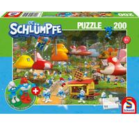 Schmidt Spiele 56525-Puzzle pour enfant-200 pièces-Les Schtroumpfs-avec 2 Figurines, 56525, Multicolore