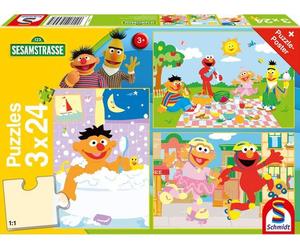 Schmidt Spiele Sesamstraat activités, puzzle pour enfants, à partir de 3 ans, 3 x 24 pièces, 56457