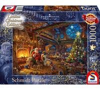 Schmidt Spiele- Thomas Kinkade Puzzle 1000 pièces Le Père Noël et Son Lutin Édition limitée, 59494, coloré, 69,3x49,3cm