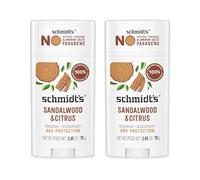 Schmidt's Lot de 2 déodorants naturels sans aluminium bois de santal et agrumes 24h protection certifié naturel, végétalien, sans cruauté