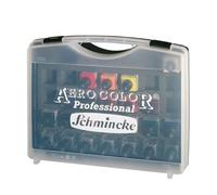 Schmincke - AERO COLOR® Professional coffret en plastique, 16 x 28 ml couleurs acryliques extra-fines + 7 flacons vides pour vos propres mélanges, 81 124 097, aérographie, peinture acrylique, techniques mixtes, encre acrylique