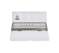 Schmincke Akademie® 75 785 097 Boîte de peinture aquarelle, assortiment de base 12 x 1/2 godets, 75 785 097, boîte en métal imprimée, teintes résistantes à la lumière, peintures aquarelles fines pour