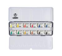 Schmincke - AKADEMIE® Aquarelle, coffret avec 12 nuances aquarelles fins, assortiment de base, 75 312 097, coffret en métal, 12 x grand-godets.