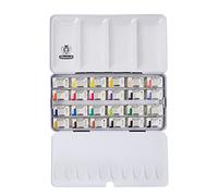 Schmincke - AKADEMIE®Aquarelle, Coffret avec 24 Nuances aquarelles Fins, Assortiment Complet, 75 425 097, Coffret en métal, 24 x Grand-Godets.