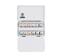 Schmincke - AKADEMIE® Aquarelle, Coffret compacte, avec 12 Nuances aquarelles Fins, Assortiment de Base, 75 112 097, Coffret en métal, 12 x 1/2 Godets.