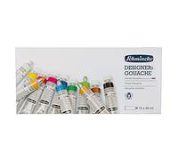 Schmincke - Designers Gouache: Coffret en carton, 12 couleurs Gouache extra-fine, 72 014 097, 12 tubes en 20 ml, sans traces, haut pouvoir couvrant, couleur intense et mate veloutée