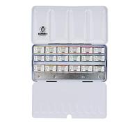 Schmincke - HORADAM® AQUARELL, coffret avec 18 nuances aquarelles extra-fines, 74318097, coffret en métal, 18 godets 1/1 plus espace pour 6 godets 1/1 ou 12 godets 1/2