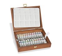 Schmincke - HORADAM® AQUARELL, coffret avec 24 nuances aquarelles extra-fines, palette en porcelaine, 74224097, coffret en bois, 24 x tubes en 5 ml