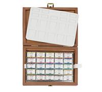 Schmincke - HORADAM® AQUARELL, Coffret avec 24 Nuances aquarelles Extra-Fines, Palette en Porcelaine, 74524097, Coffret en Bois, 24 x 1/1 Godets, Onetz