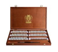 Schmincke - HORADAM® Aquarell Boîte en bois élégante avec 50 tubes de 5 ml d'aquarelle super granulée pour les meilleurs artistes, 74 661 097