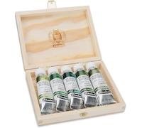 Schmincke - HORADAM® AQUARELL, Super Granulation Set Forêt, 5 tubes en 15 ml, 74 851 097, coffret en bois,nuances très fortement granulantes, aquarelles extra-fines, super-granulantes.