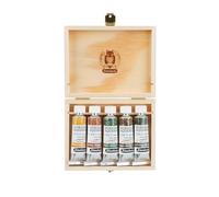 Schmincke HORADAM® AQUARELL, Super Granulation Set Urban, 5 tubes de 15 ml, 74 893 097, boîte en bois, teintes très granulantes, peintures aquarelles très fines, super granulantes