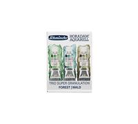 Schmincke - HORADAM® AQUARELL, Super Granulation Trio Forêt, Tubes de 5 ml, 74 617 097, kit de carton, très forte granulation, couleurs aquarelles fines, supergranulées