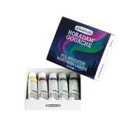 Schmincke HORADAM GOUACHE Boîte de peinture compacte en carton Thème aurores boréales avec 5 gouaches très pigmentées en tubes de 5 ml 72722097