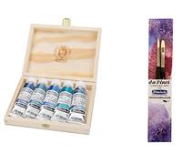 Schmincke Horadam Peinture aquarelle - Deep Sea - 5 x 15 ml Supergranulation 74 841 097 & Pinceau Casaneo White Set