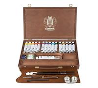 Schmincke - Norma® Professional - couleurs extra-fines à l'huile pour artistes, Coffret en bois, 15 x 35 ml, 71 115 097, contient aussi : blanc 120 ml, terpin, couteau à palette, 2 pinceaux daVinci, fusain à dessin, 2 godets pour palette