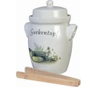 SCHMITT Pot à cornichons 5L crème Céramique, avec pince en bois