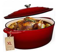 SCHMORGOLD Cocotte ovale en fonte émaillée avec couvercle 33 cm - 6 l - Passe au four - Cocotte avec couvercle pour tous les types de feux, y compris induction