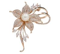 Schmuck Komplett Kristallperlen-Blumenbrosche, modische, schöne künstliche Strass-Blumenbrosche, geeignet für Partys, Tänze, Hochzeiten, Bankette, Elegante Damen und Mädchen (A, taille unique)