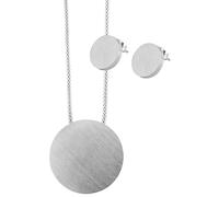 Schmuckanthony Parure de bijoux en acier inoxydable Argenté mat rond