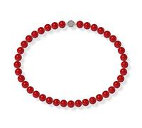 Schmuckwilli Collier de perle shell Tahiti/Mers collier Perles coquillage nacré les femme fermoir aimant rouge 45cm dmk1005-45 (10mm)