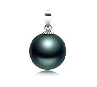 Schmuckwilli Pendentif de perle shell shell de Tahiti/Mers collier Perles coquillage nacré collier femme noir dma1001-w (10mm)