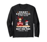 Schnauzer Christmas To The World Best Dog Mom Funny Xmas Manche Longue