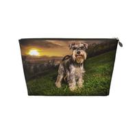 Schnauzer Coucher De Soleil Chiens Animaux Montagnes Schnauzer, Trousse de Maquillage Trousse à cosmétiques Trousse de Toilette de Voyage Portable Pochette de Toilette