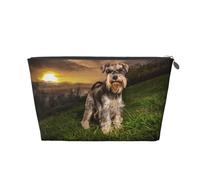 Schnauzer Coucher De Soleil Chiens Animaux Montagnes Schnauzer, Trousse de Toilette Trousse de Maquillage Sac à cosmétiques Trousse de Toilette de Voyage Portable