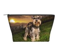 Schnauzer Coucher De Soleil Chiens Animaux Montagnes Schnauzer, Trousse de Toilette Trousse de Maquillage Sac à cosmétiques Trousse de Toilette de Voyage Portable
