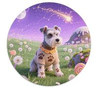 Schnauzer en Miniature 1000 Pièce Jigsaw Puzzles Jeux Éducatifs Soulageur De Stress Chien de Compagnie Jigsaw Circulaire Défi Couleur pour Cadeaux De Voyage, Présent 1000pcs (67.5x67.5cm)