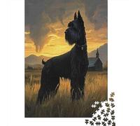 Schnauzer Géant Coucher de Soleil Casse-tête Adulte Gardien Rural 1000 Pièces Papier Recyclé (À partir de 12 Ans) - Activité Maison Difficile, Cadeau Ludique 70x50cm/1000pcs