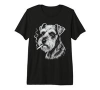 Schnauzer Miniature Amusant fumant Un Chien T-Shirt Haut de Gamme