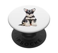 Schnauzer Miniature Chiot Croquis Dessin Art Amoureux des Chiens PopSockets PopGrip Adhésif