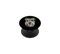 Schnauzer Miniature Géométrique Pop Art Gros Plan Portrait Visage PopSockets PopGrip Adhésif