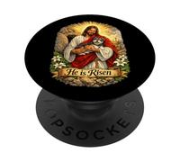 Schnauzer Miniature He is Risen Croix de résurrection de Pâques PopSockets PopGrip Adhésif