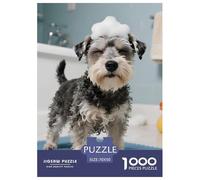 Schnauzer Miniature Puzzle 1000 Pièces Chien de Compagnie - Carte D’Europe Puzzle, Concentration & Déco Murale, Pièces Robustes, 70x50cm/1000pcs
