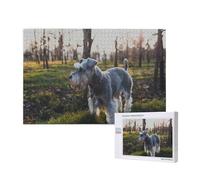 Schnauzer Nain Animaux de Compagnie Chiens Gris,Puzzle Familial en Bois de 1 000 pièces pour Adultes et Adolescents, décoration d'intérieur