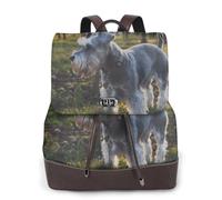 Schnauzer nain Animaux de compagnie Chiens gris,Sac à dos imperméable pour femme, sac à dos de voyage léger en cuir PU tendance