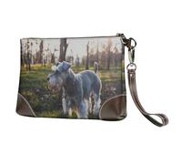 Schnauzer Nain Animaux de Compagnie Chiens Gris,Sacs à Main en Cuir PU pour Femmes, Pochette à Fermeture éclair, Portefeuille, Sac à Main avec dragonne