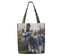 Schnauzer nain Animaux de compagnie Chiens gris,Sacs d'épicerie réutilisables, sacs fourre-tout de grande capacité, sac à bandoulière en toile