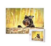 Schnauzer Nain Animaux de Compagnie Chiens Noirs,Puzzle Familial en Bois de 300 pièces pour Adultes et Adolescents, décoration d'intérieur