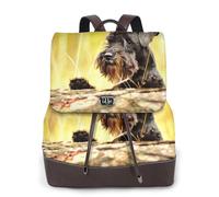 Schnauzer nain Animaux de compagnie Chiens noirs,Sac à dos imperméable pour femme, sac à dos de voyage léger en cuir PU tendance