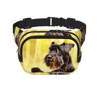 Schnauzer Nain Animaux de Compagnie Chiens Noirs,Sac Banane carré Double Couche, Sac de Poitrine