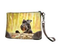 Schnauzer Nain Animaux de Compagnie Chiens Noirs,Sacs à Main en Cuir PU pour Femmes, Pochette à Fermeture éclair, Portefeuille, Sac à Main avec dragonne