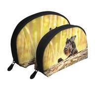 Schnauzer Nain Animaux de Compagnie Chiens Noirs, Trousse de Maquillage Coquille Femme Petit Porte-Monnaie Trousse de Toilette Trousse à cosmétiques 2 pièces