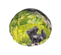 Schnauzer nain,Bonnet de douche/bonnet de nuit double couche imperméable et élastique, bonnet de bain réutilisable